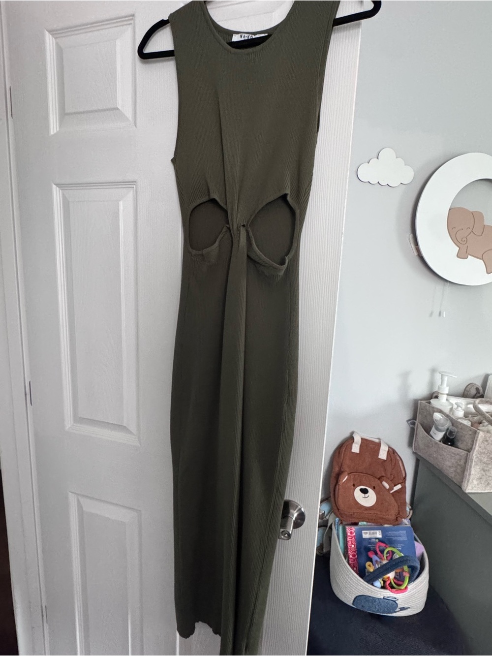 Sleeveless Olive Cutout Maxi Dress